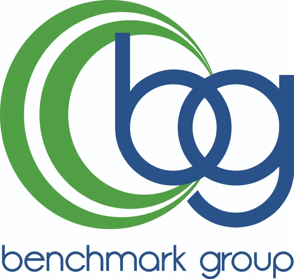 Green circle with blue bg representing Benchmark Group